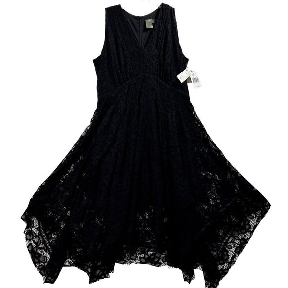 Taylor Dresses & Skirts - Taylor Black Lace Handkerchief Hem Sleeveless Dress 16 Fairy Grunge Witchy Goth